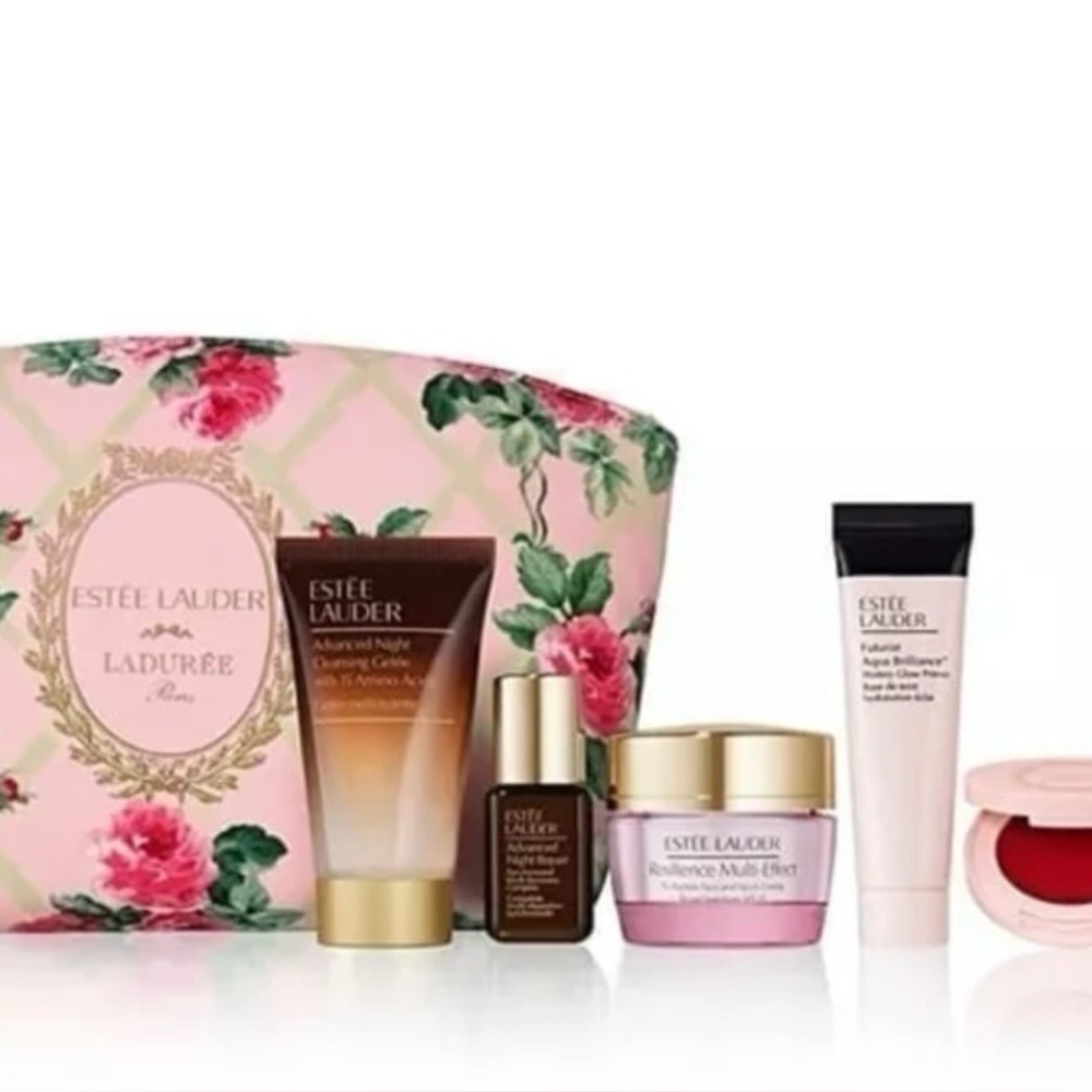 Estee Lauder Skincare Set with Pink Floral Bag